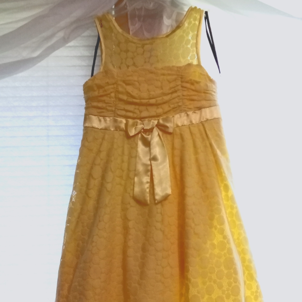 Girls Butter Yellow Lace Dress